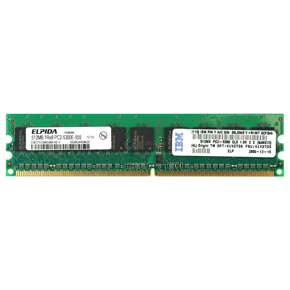41Y2725 IBM MEMORY 1RX8  512MB PC2-5300E DDR2 - 41Y2726, EBE51ED8AGWA-6E-E